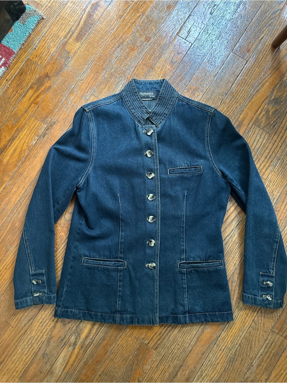 Signature for You Dark Wash Denim Jacket | Tailored Jean Blazer | Women’s Size 4